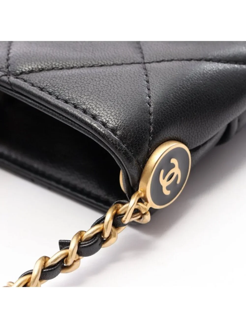 Chanel Shoulder Bag Quilted Black Lambskin Chain